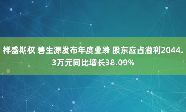 祥盛期权 碧生源发布年度业绩 股东应占溢利2044.3万元同比增长38.09%